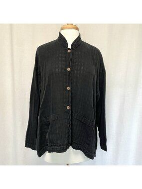 Yasuko Kurisaka Art To Wear Woven Lagenlook Kimono Jacket Sweater One Size